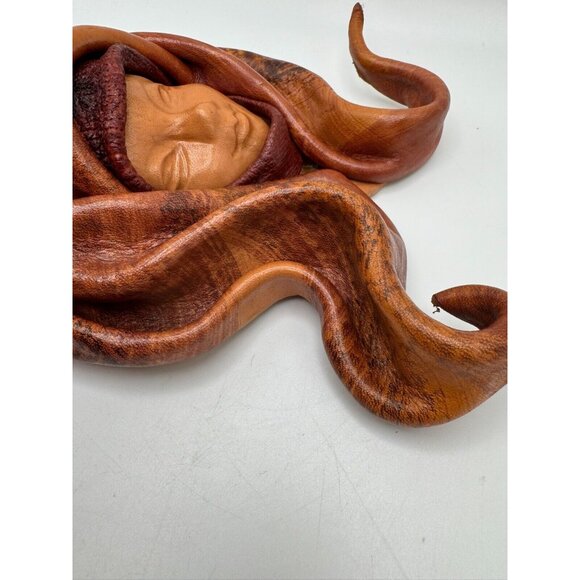 Vintage Leather Handmade Face Sculpture 3-D Signed A. Rodriguez Copala Mexico - Picture 2 of 10